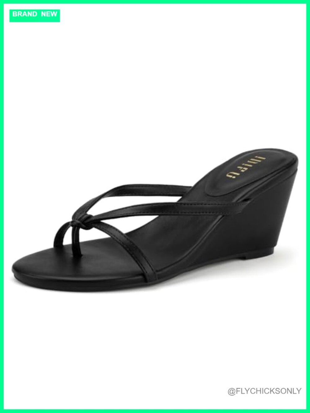 Wedge Sandals Slip On Flip Flops with 2.5-Inch Heel, Strappy Open Toe, PU Upper